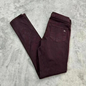 Rag & Bone Legging Jeans Women’s 27 Maroon Burgandy Slim Skinny Casual Pants